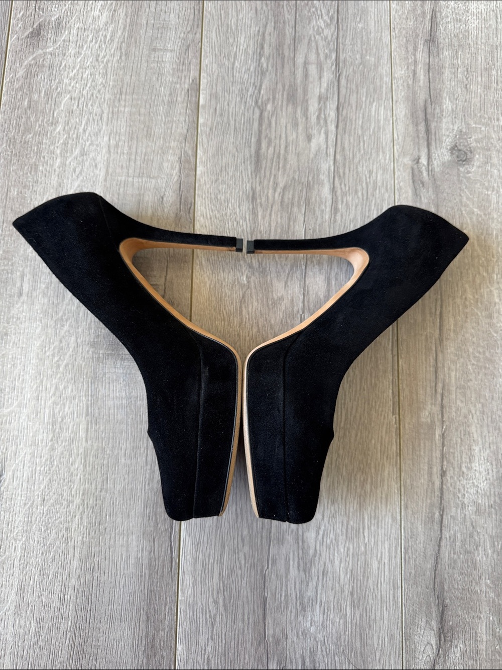 Gucci Y2K Black Suede Platform Pumps Heels Size 37.5 Coquette Girl Party Glam - Picture 5 of 10